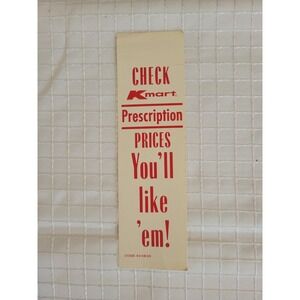 Vintage Kmart Bookmark Prescription Prices Advertising Ephemera Red White Logo